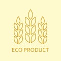 Ears of Wheat outline icon. Eco product label or emblem with wheat grains. Agriculture and harvesting concept. Vector illustration Royalty Free Stock Photo